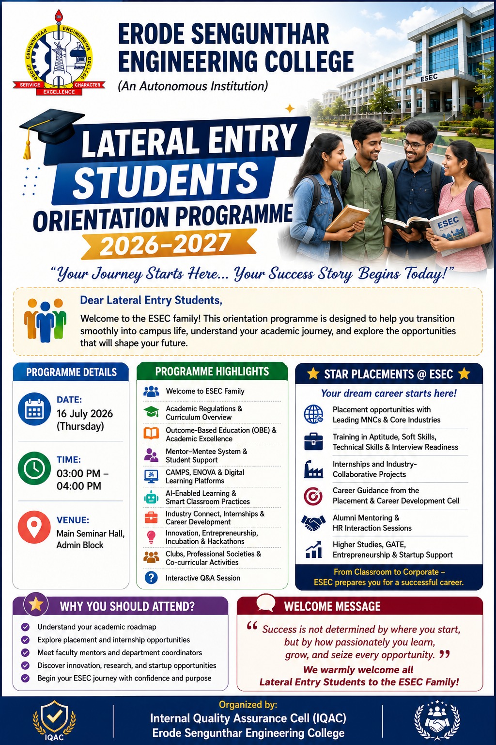 Lateral Entry Students Orientation Programme 2026–2027